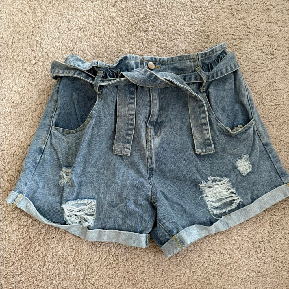HYFVE Blue Distressed Jean Shorts